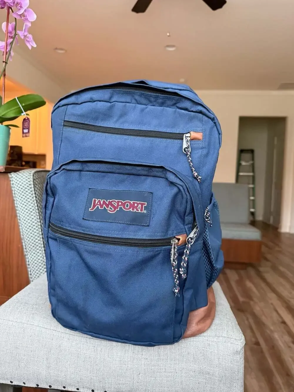 JanSport Right Pack Navy Blue Backpack with Leather Base